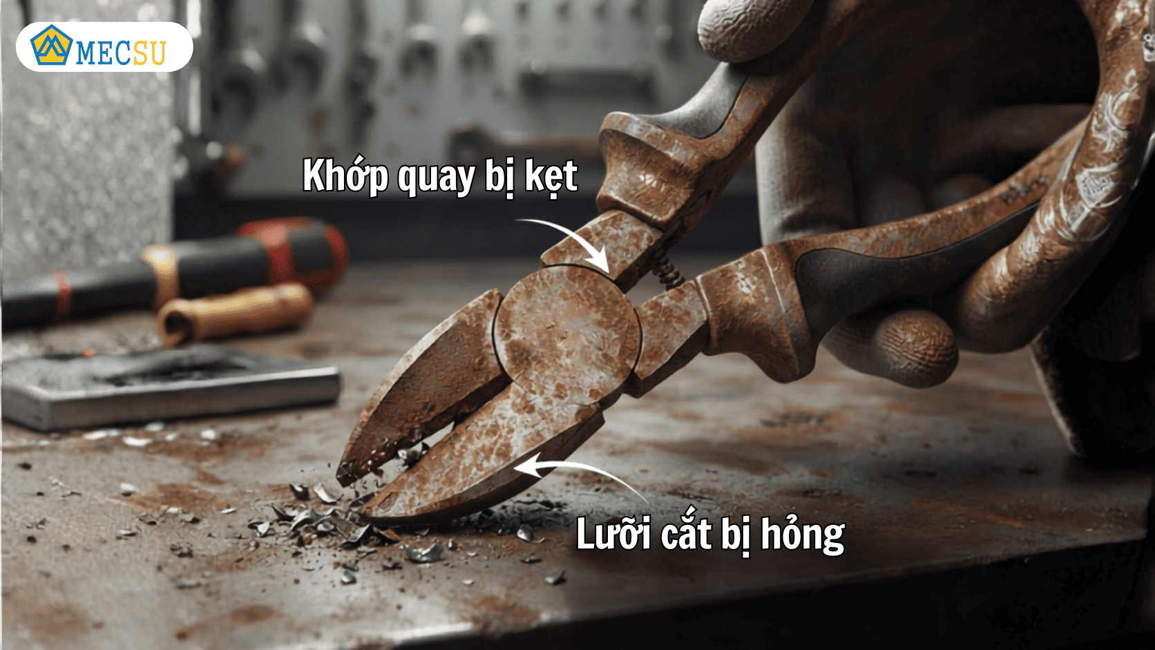 Kìm tiếp xúc thường xuyên với độ ẩm khiến kìm bị rỉ sét